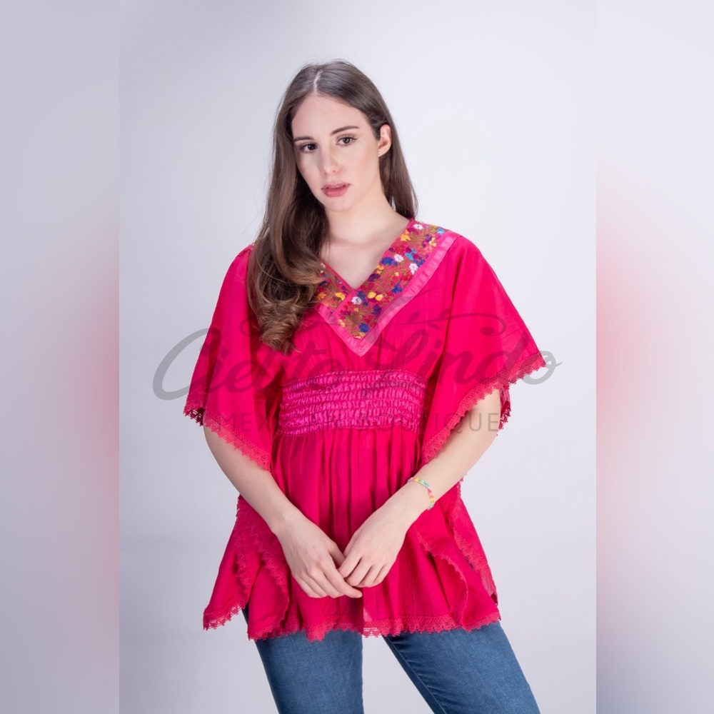 San Antonino Mariposa Red Blouse